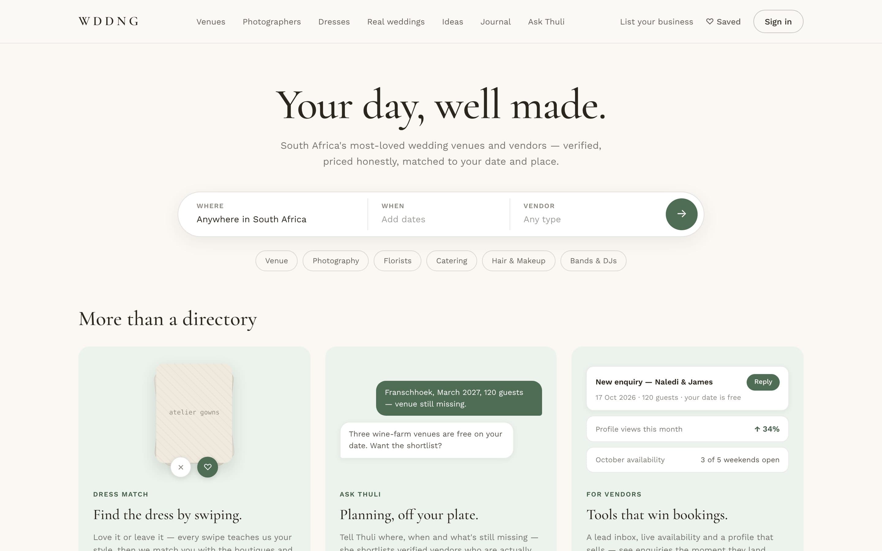 WDDNG home page on desktop